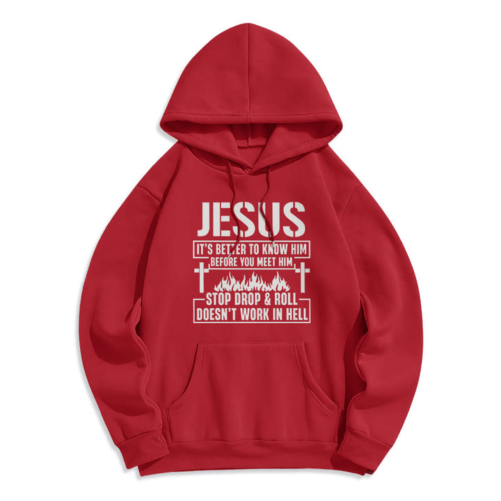 Christianartworkshop Sweat à capuche en polyester doublé polaire avec motif croix et flamme de Jésus et slogan « Foi ». - Rouge - 2XL - image 8