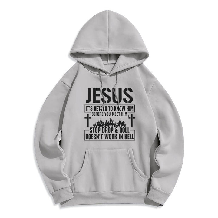 Christianartworkshop Sweat à capuche en polyester doublé polaire avec motif croix et flamme de Jésus et slogan « Foi ». - Gris - 2XL - image 4