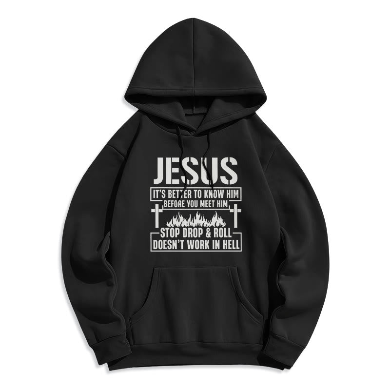 Christianartworkshop Sweat à capuche en polyester doublé polaire avec motif croix et flamme de Jésus et slogan « Foi ». - Noir - 2XL - image 6