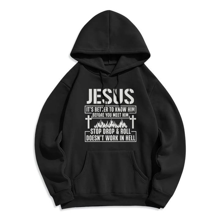 Christianartworkshop Sweat à capuche en polyester doublé polaire avec motif croix et flamme de Jésus et slogan « Foi ». - Noir - 2XL - image 6