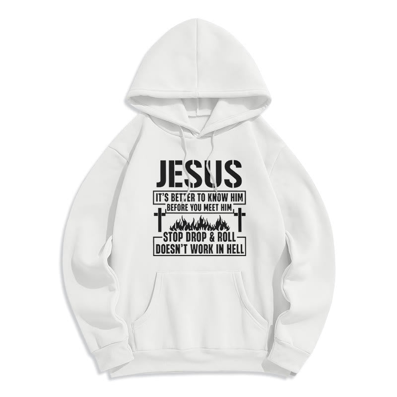 Christianartworkshop Sweat à capuche en polyester doublé polaire avec motif croix et flamme de Jésus et slogan « Foi ». - Blanc - 2XL - image 2