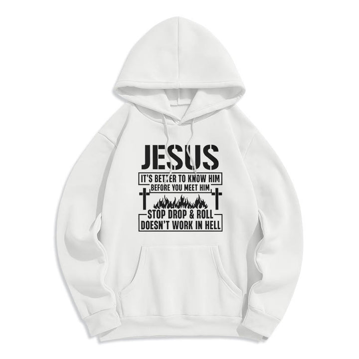 Christianartworkshop Sweat à capuche en polyester doublé polaire avec motif croix et flamme de Jésus et slogan « Foi ». - Blanc - 2XL - image 2