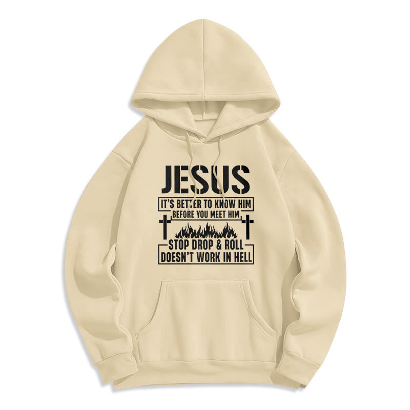 Christianartworkshop Sweat à capuche en polyester doublé polaire avec motif croix et flamme de Jésus et slogan « Foi ». - Beige - 2XL - image 3
