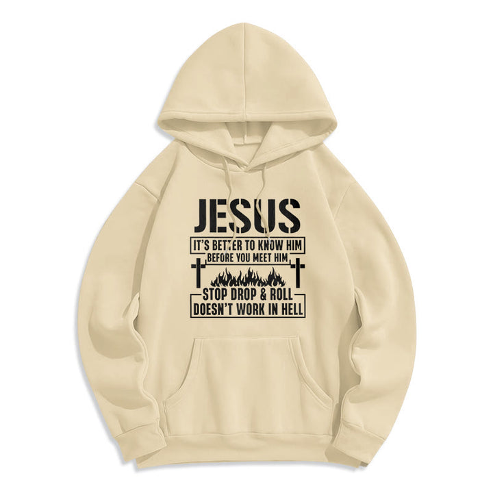 Christianartworkshop Sweat à capuche en polyester doublé polaire avec motif croix et flamme de Jésus et slogan « Foi ». - Beige - 2XL - image 3