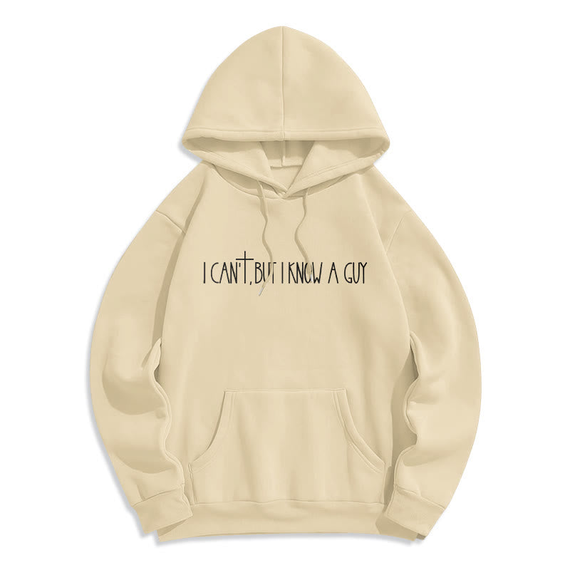 Christianartworkshop Je ne peux pas, mais je connais un gars avec une croix Sweat à capuche en polyester doublé polaire Je ne peux pas, mais je connais un gars avec une croix - Beige - 2XL - image 2