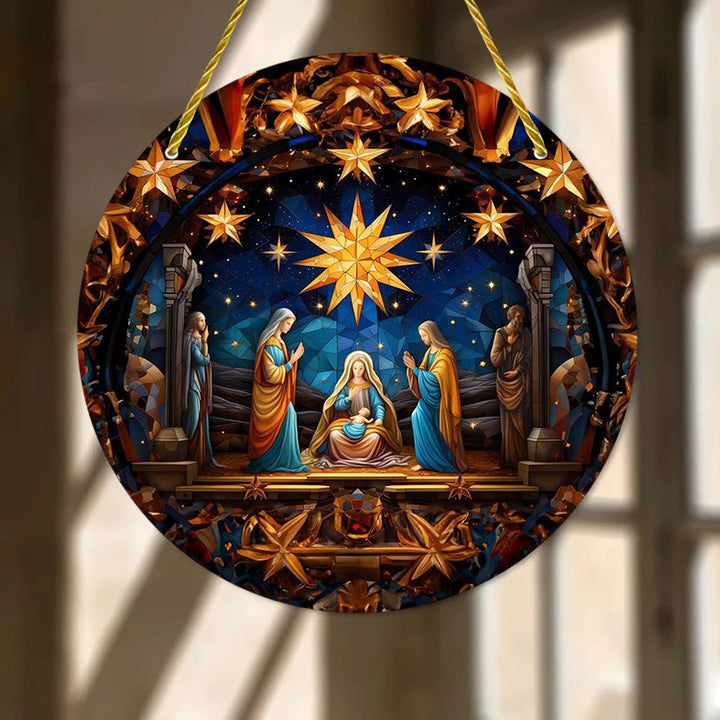 Christianartworkshop 7 styles esthétiques : Décorations suspendues de la Nativité bleu nuit, style cathédrale - F - 7,87''/20 cm - image 5