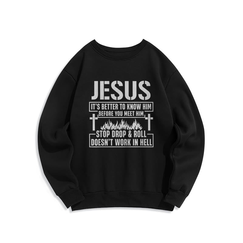 Sweat-shirt en polyester doublé polaire avec motif croix et flamme de Jésus et slogan « La foi » de Christianartworkshop - Noir - 2XL - image 4