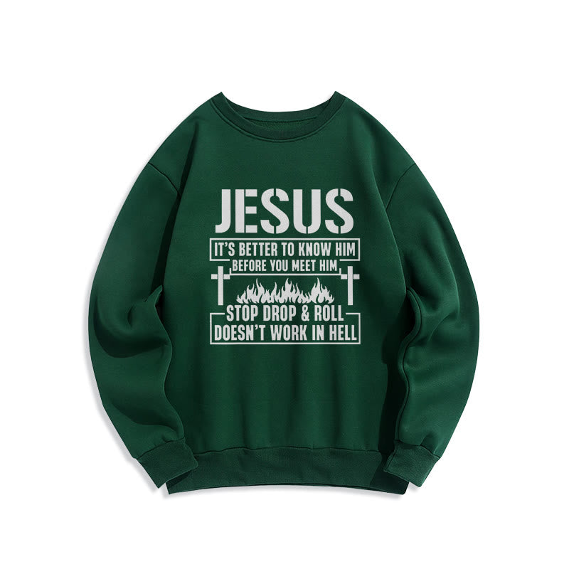 Sweat-shirt en polyester doublé polaire avec motif croix et flamme de Jésus et slogan « La foi » de Christianartworkshop - Vert - 2XL - image 6