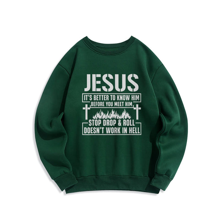 Sweat-shirt en polyester doublé polaire avec motif croix et flamme de Jésus et slogan « La foi » de Christianartworkshop - Vert - 2XL - image 6