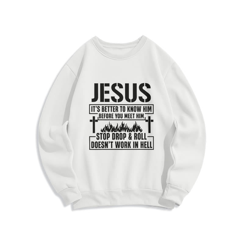 Sweat-shirt en polyester doublé polaire avec motif croix et flamme de Jésus et slogan « La foi » de Christianartworkshop - Blanc - 2XL - image 2