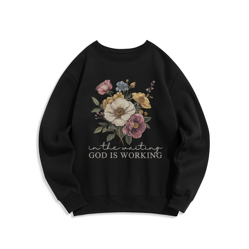 Sweat-shirt en polyester doublé polaire Christianartworkshop Daily Devotion Vintage Floral & Faith Slogan - Noir - 2XL - image 0