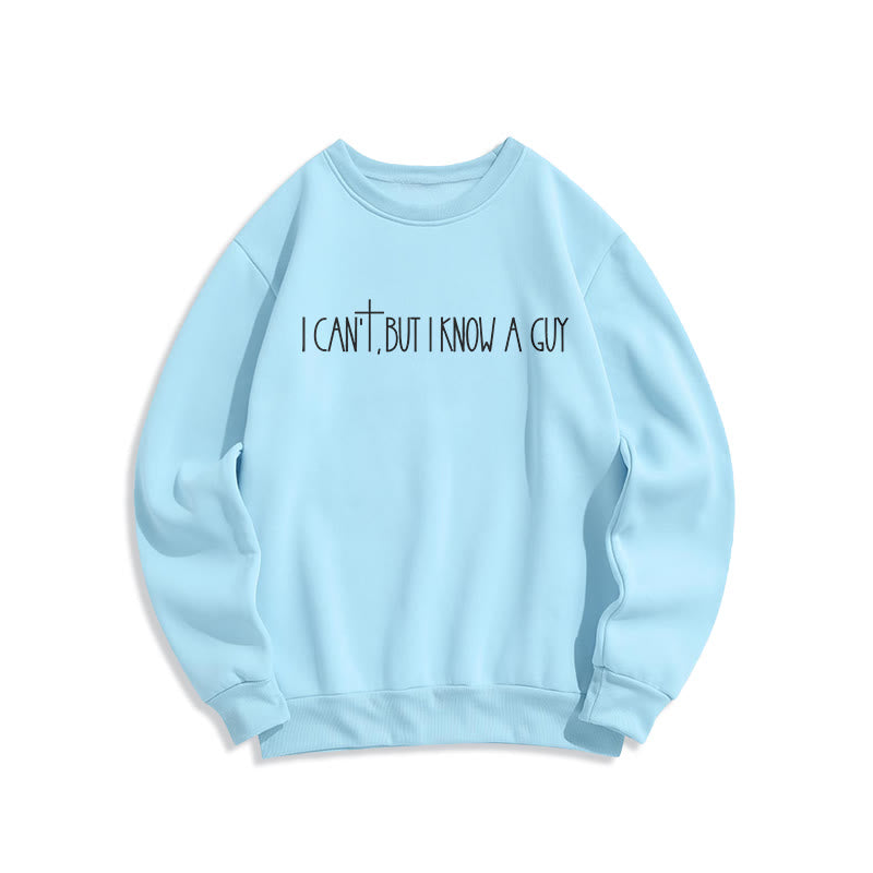 Christianartworkshop Je ne peux pas, mais je connais un gars avec une croix Sweat-shirt en polyester doublé polaire Je ne peux pas, mais je connais un gars avec une croix - Bleu - 2XL - image 5