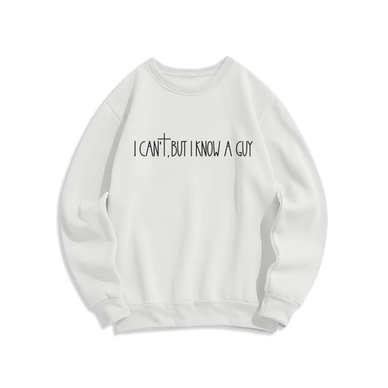 Christianartworkshop Je ne peux pas, mais je connais un gars avec une croix Sweat-shirt en polyester doublé polaire Je ne peux pas, mais je connais un gars avec une croix - Blanc - 2XL - image 2