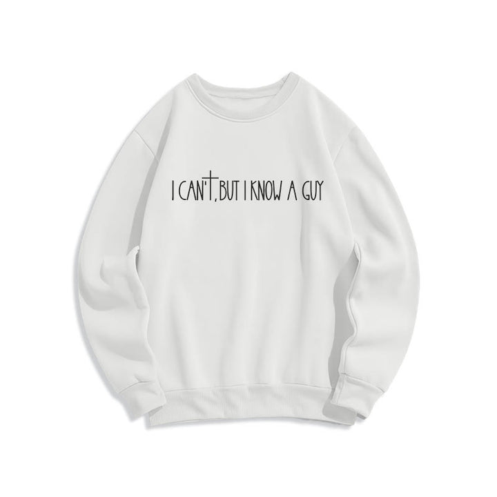Christianartworkshop Je ne peux pas, mais je connais un gars avec une croix Sweat-shirt en polyester doublé polaire Je ne peux pas, mais je connais un gars avec une croix - Blanc - 2XL - image 2