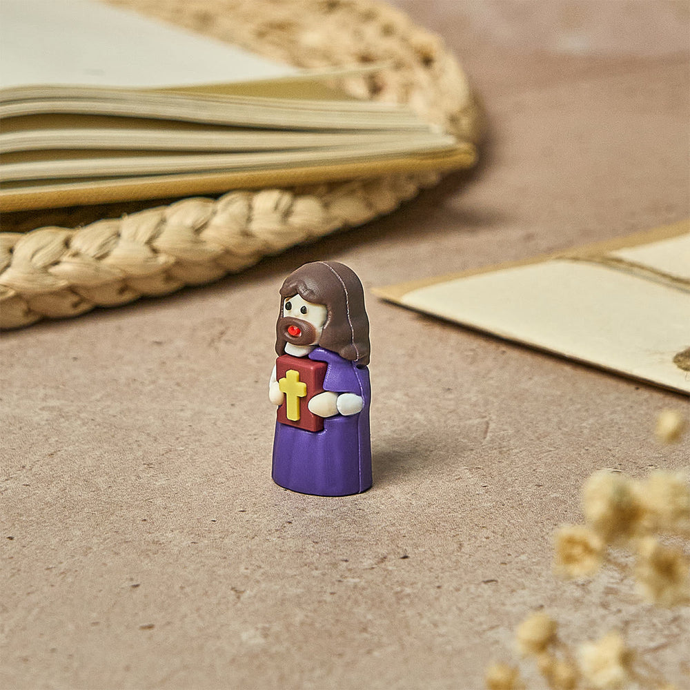 Christianartworkshop Ensemble de 3 mini-figurines colorées avec croix et Bible pour bureau, voiture, table de chevet - image 1