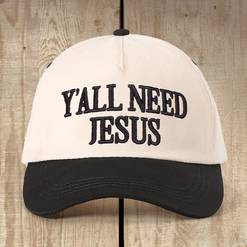 Christianartworkshop VOUS AVEZ TOUS BESOIN DE JÉSUS Chapeau bicolore quotidien : Un rappel de foi pour les moments décontractés - Beige et noir - image 1
