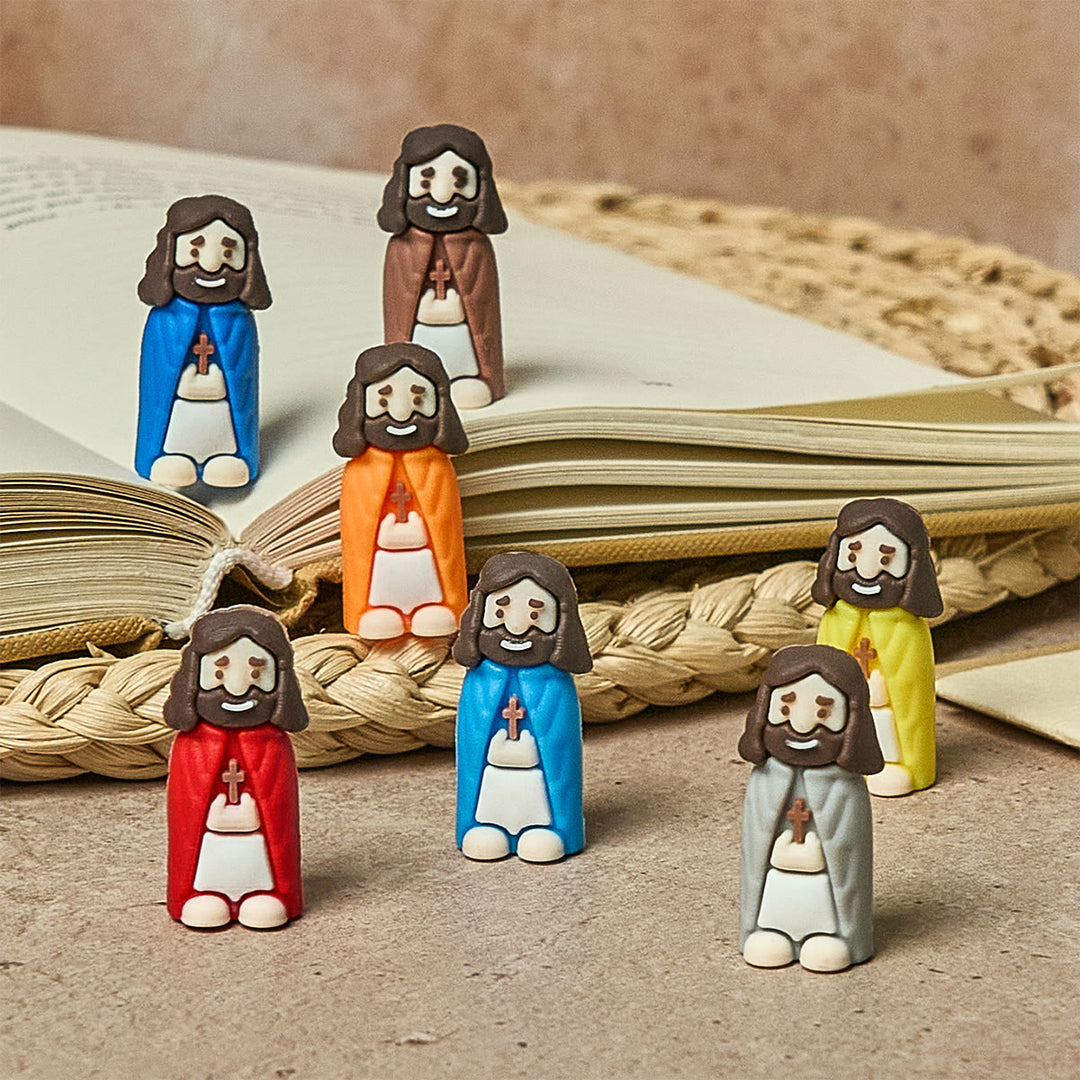 Christianartworkshop Figurines Petit Jésus (8/16/24/32 pièces) en huit tons pastel et vifs : Arc-en-ciel de bénédictions - image 1