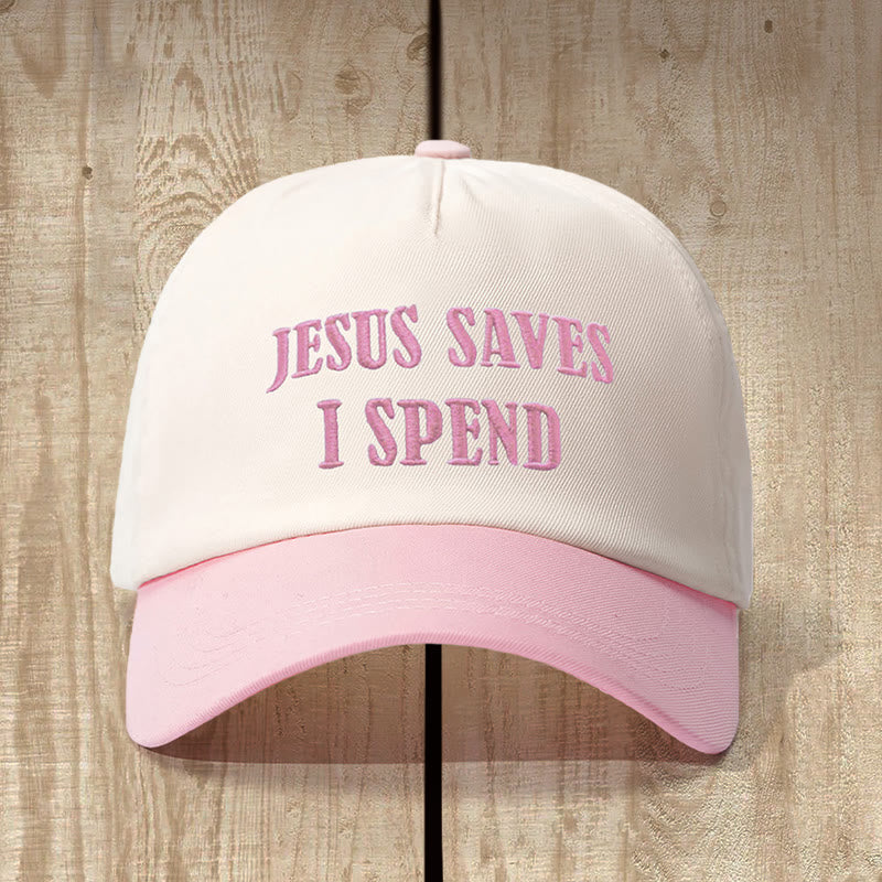 Christianartworkshop Chapeau bicolore « Jésus sauve, je dépense » : un humour fidèle pour tous les jours - Beige et rose - image 0
