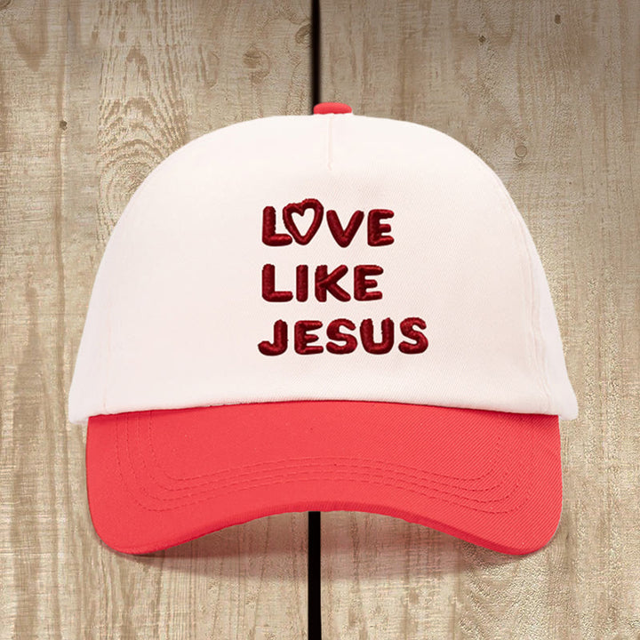 Christianartworkshop Chapeau chaleureux « Aimer comme Jésus » : Un amour fidèle empreint de douceur et de charme - Beige avec du rouge - image 0