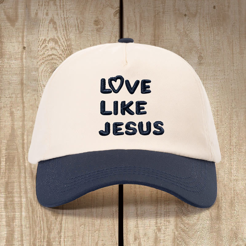 Christianartworkshop Chapeau chaleureux « Aimer comme Jésus » : Un amour fidèle empreint de douceur et de charme - Beige et bleu marine - image 3