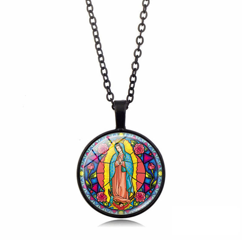 Christianartworkshop Choisissez votre collier « Foi radieuse » : Vierge à l'Enfant ou Roses de Guadalupe - Vierge de Guadalupe - Noir - image 6