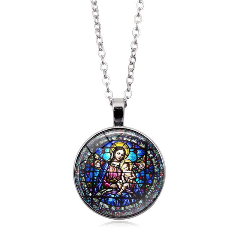 Christianartworkshop Choisissez votre collier « Foi radieuse » : Vierge à l'Enfant ou Roses de Guadalupe - image 4