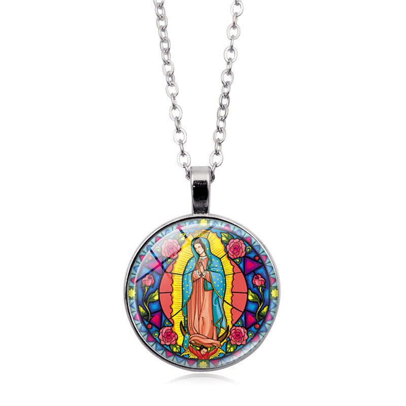 Christianartworkshop Choisissez votre collier « Foi radieuse » : Vierge à l'Enfant ou Roses de Guadalupe - Vierge de Guadalupe - Argent - image 7