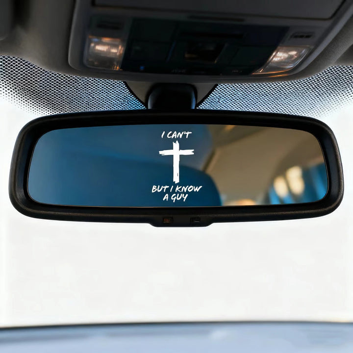 Christianartworkshop Autocollant « Je connais un gars » avec une croix pour ordinateurs portables, carnets et vitres de voiture - Blanc - image 0