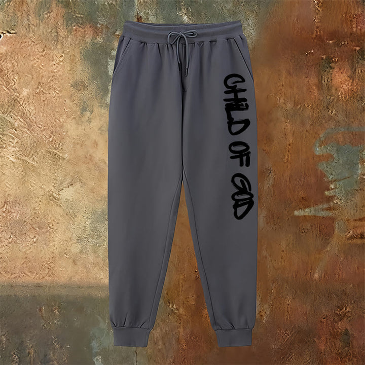 Atelier d'art chrétien - Pantalon de survêtement avec citation « Enfant de Dieu » inspirée par la foi et en caractères gras - image 14