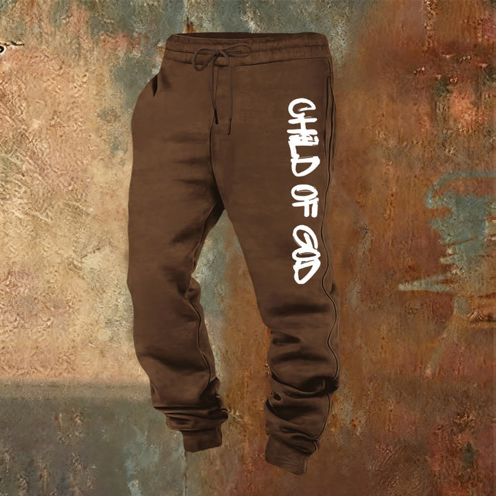 Atelier d'art chrétien - Pantalon de survêtement avec citation « Enfant de Dieu » inspirée par la foi et en caractères gras - Brun - 2XL - image 16