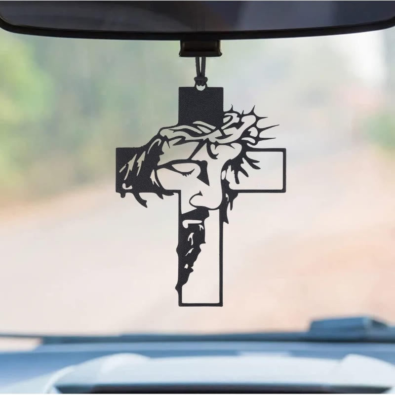 Christianartworkshop Pendentif Croix Couronne d'épines de Jésus, compagnon de voyage - Jésus avec des épines - image 1
