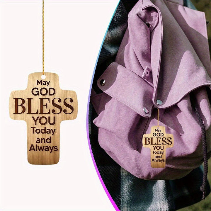 Christianartworkshop Pendentif croix « Que Dieu vous bénisse » pour voiture, symbole de foi et rappel quotidien - image 2