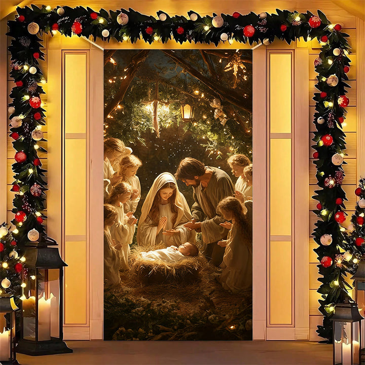 Christianartworkshop Rideau de porte « Midtime de la Sainte Nativité » : Noël fidèle et bénédiction quotidienne - image 1