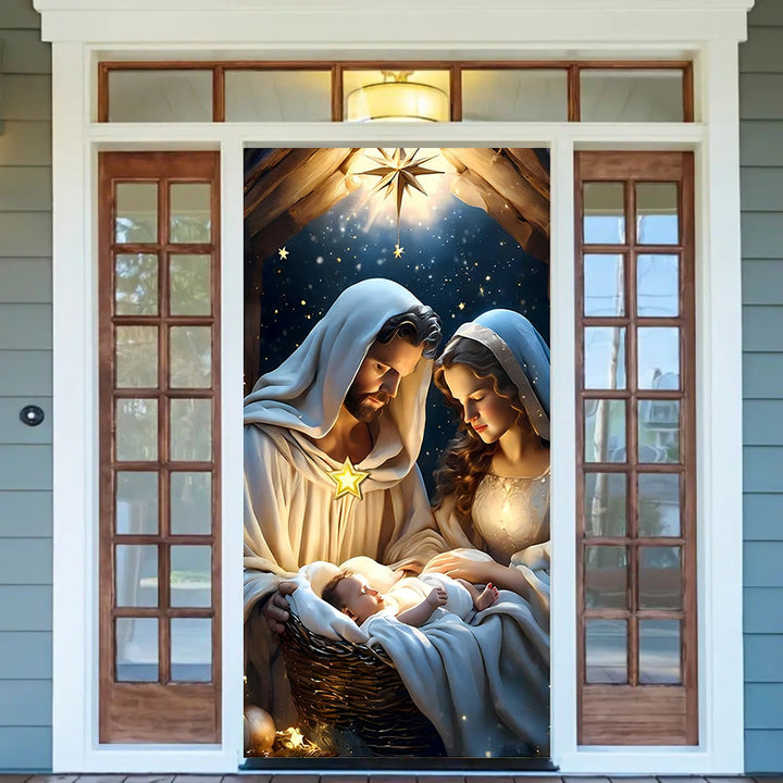 Christianartworkshop Rideau de porte « Crèche divine » : Créez un espace sacré pour Noël à la maison - image 1