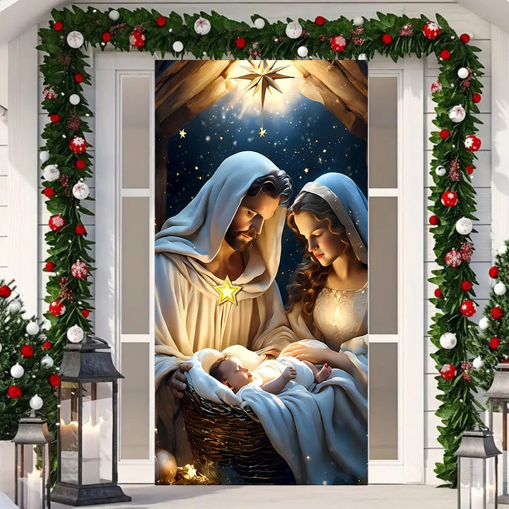 Christianartworkshop Rideau de porte « Crèche divine » : Créez un espace sacré pour Noël à la maison - image 3