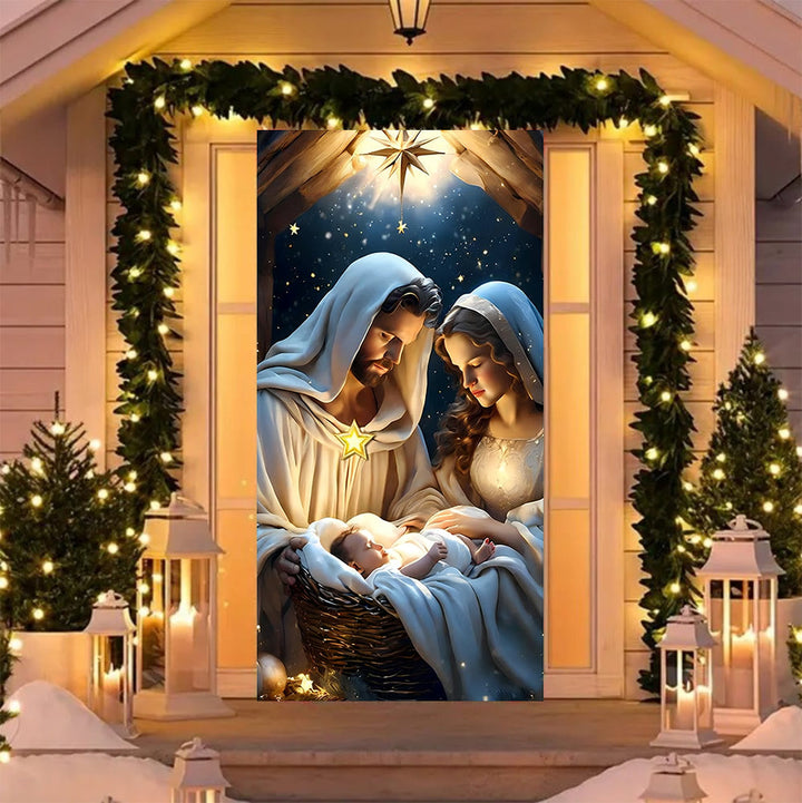 Christianartworkshop Rideau de porte « Crèche divine » : Créez un espace sacré pour Noël à la maison - image 4