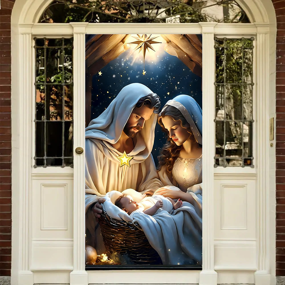 Christianartworkshop Rideau de porte « Crèche divine » : Créez un espace sacré pour Noël à la maison - image 2