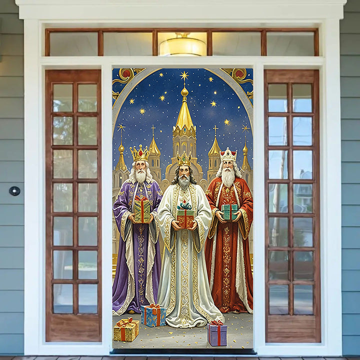 Christianartworkshop Rideau de porte « Crèche des Rois mages » : Foi de Noël et bénédictions festives - image 2