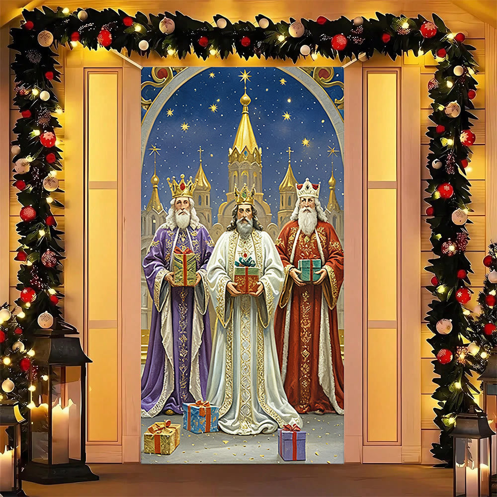 Christianartworkshop Rideau de porte « Crèche des Rois mages » : Foi de Noël et bénédictions festives - image 4