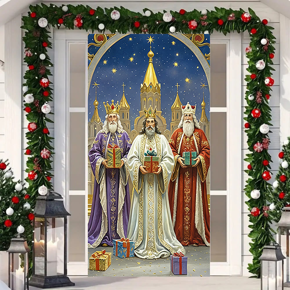 Christianartworkshop Rideau de porte « Crèche des Rois mages » : Foi de Noël et bénédictions festives - image 3
