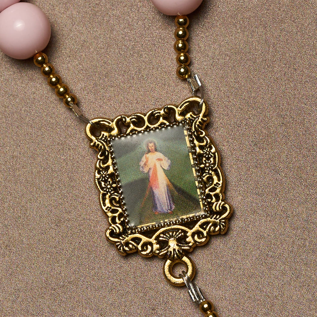 Christianartworkshop Chapelet élégant en perles roses, symbole de la Miséricorde divine pour le réconfort spirituel - image 6