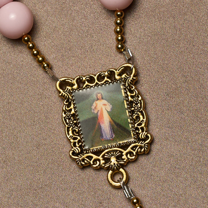 Christianartworkshop Chapelet élégant en perles roses, symbole de la Miséricorde divine pour le réconfort spirituel - image 6