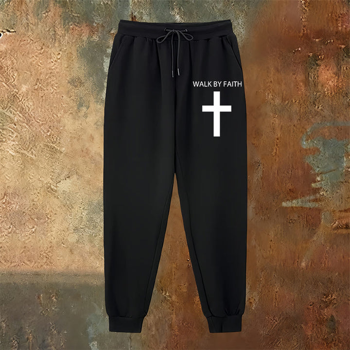 Christianartworkshop Revival Streetwear Walk by Faith Sweatpants : Croix sur la jambe latérale - image 2