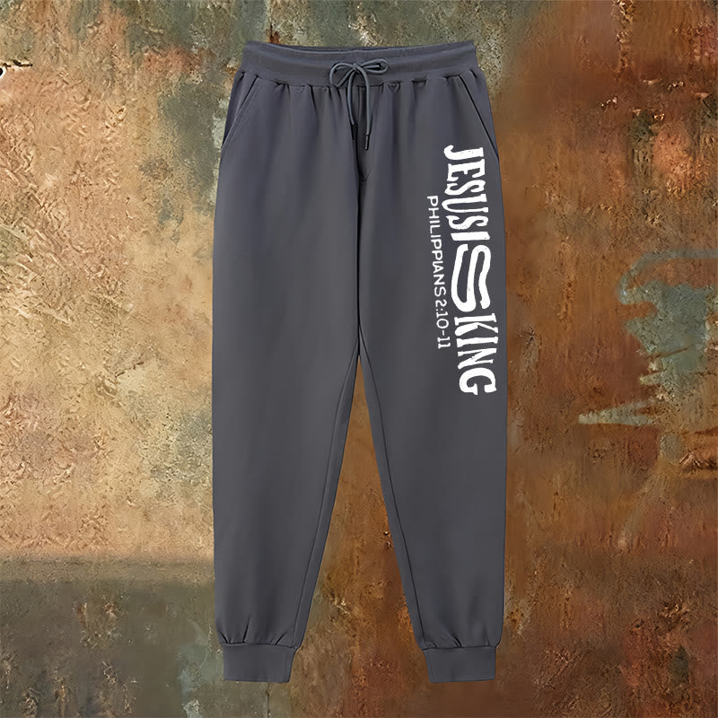 Atelier d'art chrétien - Pantalon de survêtement « Jésus est roi » avec versets bibliques : Kingdom Street Limited - image 14