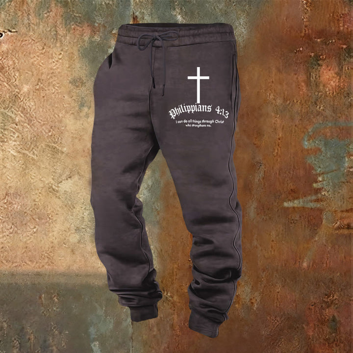 Atelier d'art chrétien Philippiens 4:13 Pantalon de survêtement biblique : Tout par le Christ - Gris foncé - 2XL - image 20