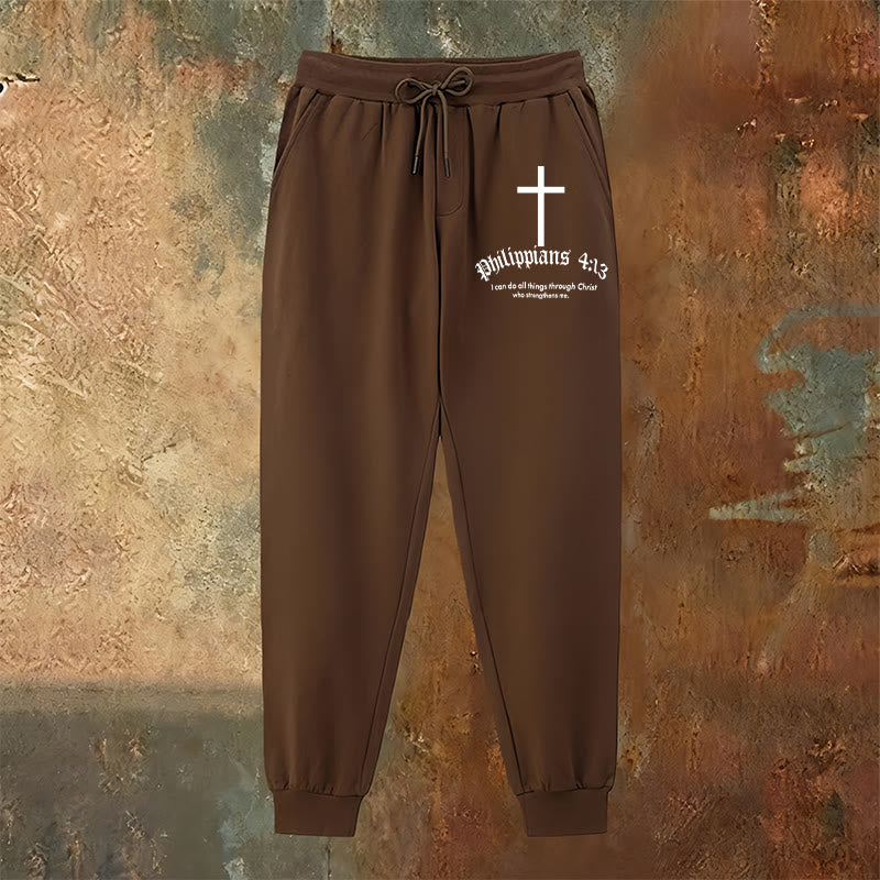 Atelier d'art chrétien Philippiens 4:13 Pantalon de survêtement biblique : Tout par le Christ - image 2