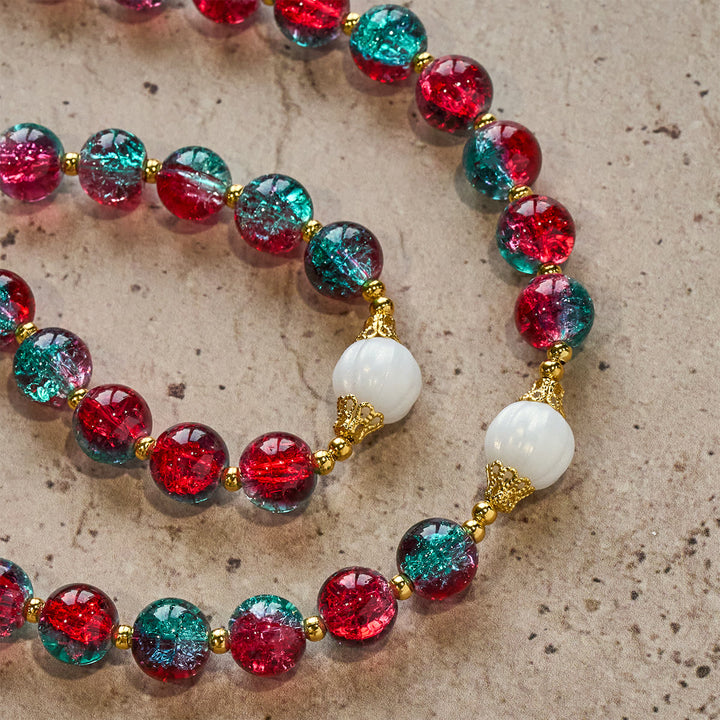 Christianartworkshop Chapelet de Noël en perles de verre rouges et bleues : médaille de Notre-Dame et croix ornée - image 10