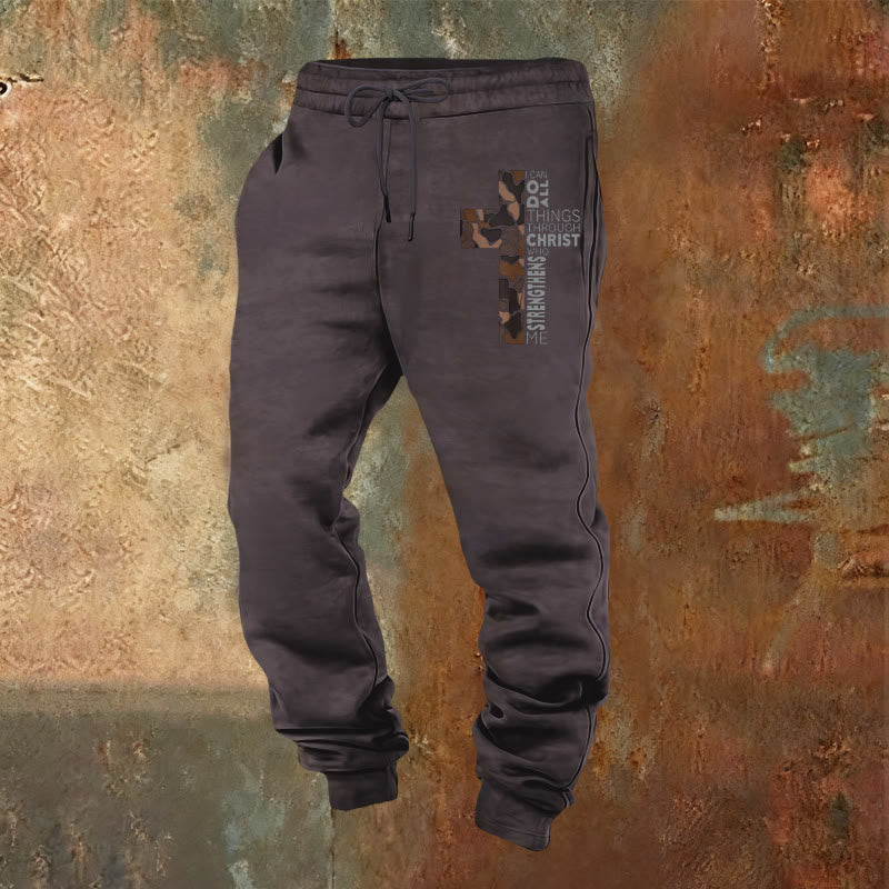 Christianartworkshop Édition Disciple Philippiens 4:13 Pantalon de survêtement camouflage croix de force - Gris foncé - 2XL - image 20