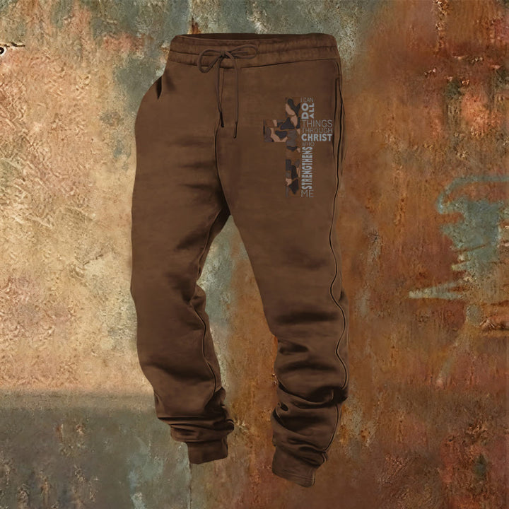 Christianartworkshop Édition Disciple Philippiens 4:13 Pantalon de survêtement camouflage croix de force - Brun - 2XL - image 16