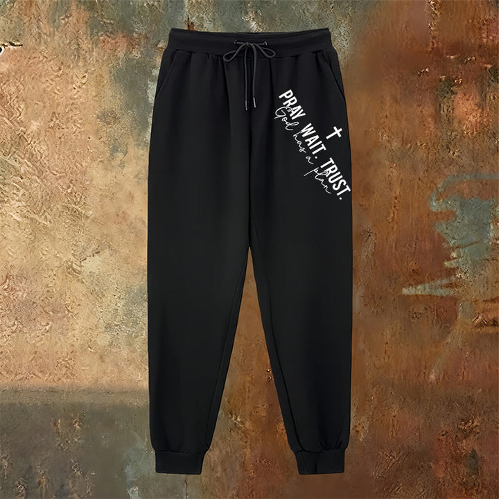 Pantalon de survêtement Christianartworkshop « Prier, Attendre, Faire confiance » : Mantra de foi sur la hanche - image 2